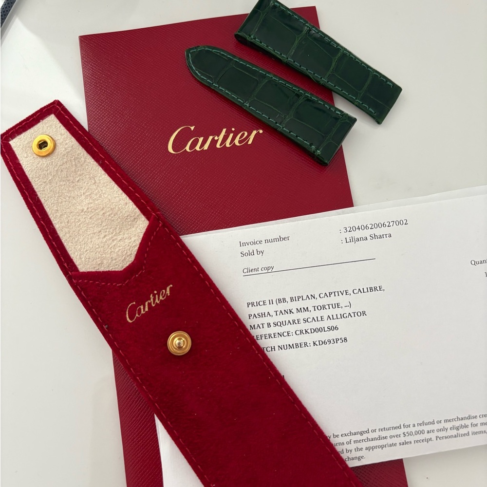 Cartier Green Alligator Watch Straps for deployment buckle